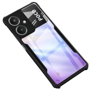 SNP- Redmi 13C (5G) / Poco M6 (5G) Back Case Cover | Camera Protection Shockproof Bumper-Edge | Acrylic Crystal Clear 360 Degree Protection TPU+PC | Transparent Eagle Back Case Cover (Black)