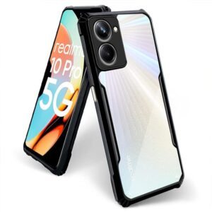 SNP- Realme 10 Pro (5G) Back Case Cover | Camera Protection Shockproof Bumper-Edge | Acrylic Crystal Clear Transparent Back Cover (Black)