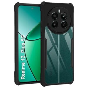 SNP- Back Cover for Realme 12 Plus | P1 5G | Narzo 70 Pro Mobile Back Case Shock Proof Design Camera Edges Protection Crystal Clear Phone Case Precise Cutouts Matte Black Soft Bumper Cover