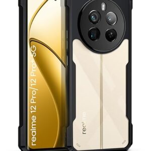 SNP-  Realme 12 Pro/Realme 12 Pro+ Plus/Realme P1 Pro (5G) Back Case Cover | Camera Protection Shockproof | Acrylic Crystal Clear 360 Degree Protection | Transparent Eagle Back Case Cover (Black)
