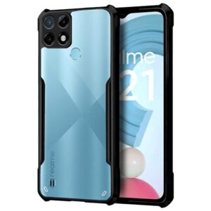 SNP-  Realme C21 Back Cover, Silicone & Acrylic Clear Hard Transparent Bumper Back Cover Case for Realme C21 (X-Black)