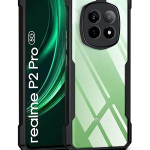 SNP- Shockproof Crystal Clear Back Cover Case for Realme P2 Pro 5G - (PC & TPU, Black Bumper Back Cover) | 360 Degree Camera Protection | Transparent Hybrid Back Case Cover (Black)
