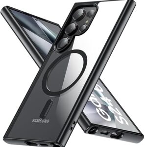 snp- Back Cover for Samsung Galaxy S24 Ultra 5G Compatible with MagSafe | Shockproof Design | Hard Transparent Back Case (Black)