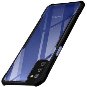 SNP- Back Cover Case for Samsung Galaxy A03s (Crystal Clear | Shockproof | Hybrid TPU & PC | Transparent Back | Black Bumper)