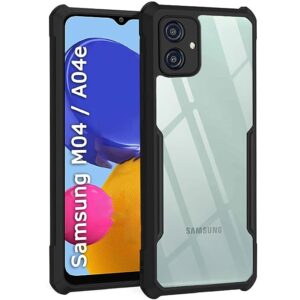SNP- Samsung Galaxy M04 / F04 / A04E Back Cover | Crystal Clear Transparent Back | Ultra Hyrbid | Full Camera Protection | Raised Edge | Bumper Back Case (Plastic, Black)