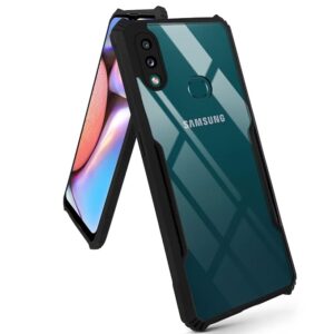SNP- Back Cover Case for Samsung Galaxy A10s (Crystal Glass Back | Camera Protection | Shockproof Bumpers | Professional Black)