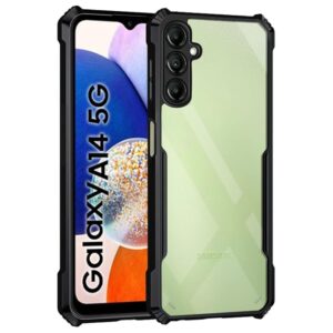 SNP- Samsung Galaxy A14 4G / A14 5G Back Cover | Crystal Clear Transparent Back | Ultra Hyrbid | Full Camera Protection | Raised Edge | Bumper Back Case (Plastic, Black)