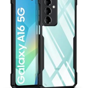SNP- Samsung Galaxy A16 (5G) Back Case Cover | Camera Protection Shockproof Bumper-Edge | Acrylic Crystal Clear 360 Degree Protection TPU+PC | Transparent Eagle Back Case Cover (Black)
