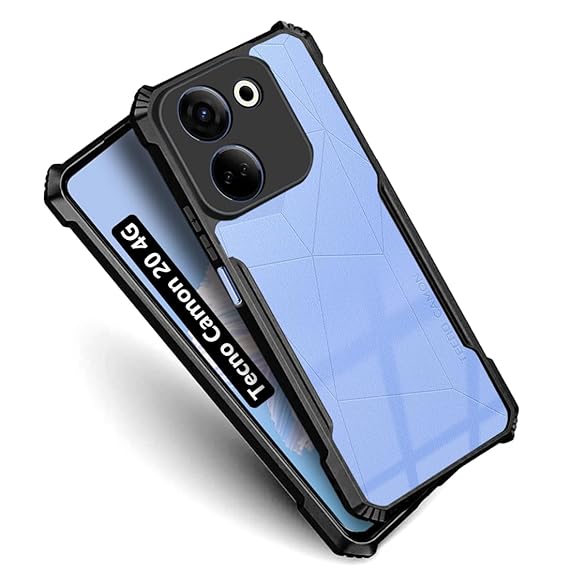 SNP- Tecno Camon 20 /Tecno Camon 20 Pro, Transparent Back Cover with Black Bumper Frame, Shockproof Protection - Image 2
