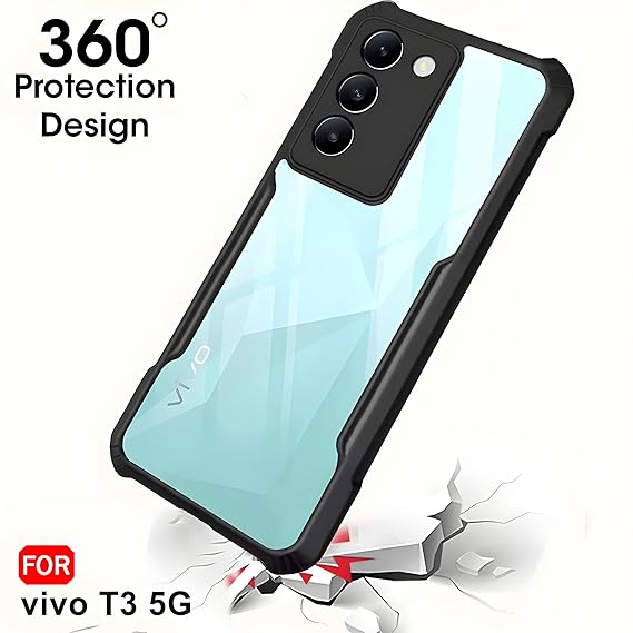 SNP- Back Case Cover for Vivo T3 5G | Compatible for Vivo T3 5G Back Case Cover | Clear Case with Camera Protection | (TPU + PC | Matte Black) - Image 2