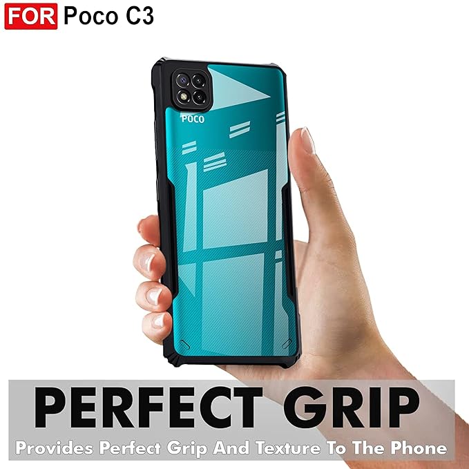 SNP- Back Case Cover for Poco C3 | Compatible for Poco C3 Back Cover | Clear Case with Camera Protection | (TPU + PC | Matte Black) - Image 2