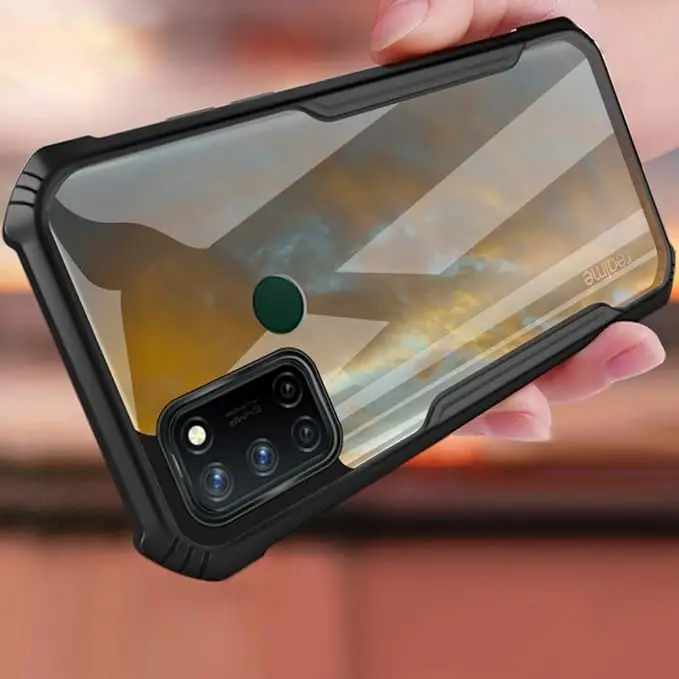 SNP- Transparent Crystal Clear Hard PC Back Case with TPU Bumper, Military-Grade Drop Protection, Shockproof Anti-Scratch case Cover for Realme 7i - Image 2