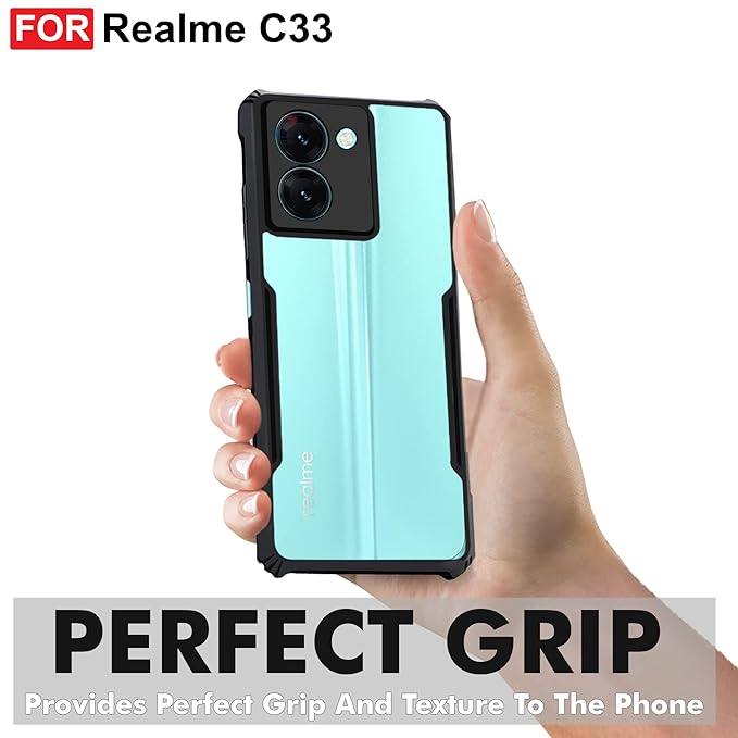 SNP- Back Cover for Realme C33 Mobile Back Case Shock Proof Design Camera Edges Protection Crystal Clear Phone Case Precise Cutouts Matte Black Soft Bumper Phone Cover - Image 2