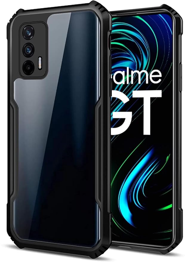 SNP- Realme GT Master Edition Back Cover, Silicone & Acrylic Clear Hard Transparent Bumper Back Case Cover for Realme GT 5G Master Edition-Black - Image 2