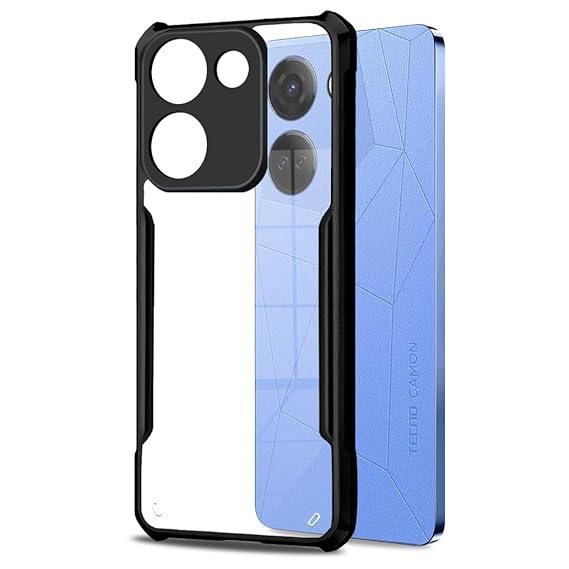SNP- Tecno Camon 20 /Tecno Camon 20 Pro, Transparent Back Cover with Black Bumper Frame, Shockproof Protection - Image 3