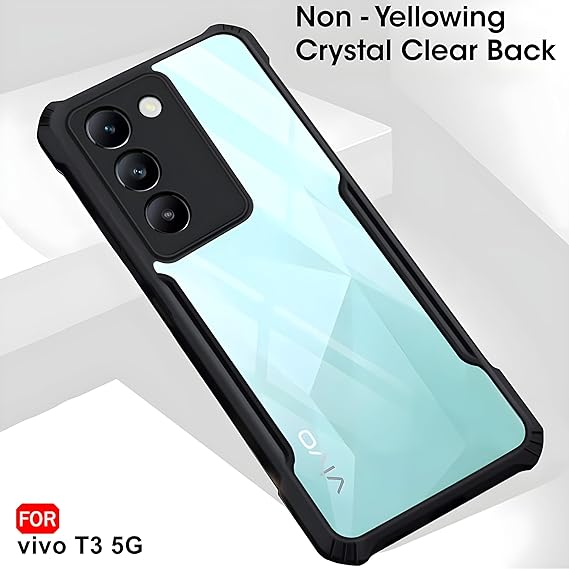SNP- Back Case Cover for Vivo T3 5G | Compatible for Vivo T3 5G Back Case Cover | Clear Case with Camera Protection | (TPU + PC | Matte Black) - Image 3