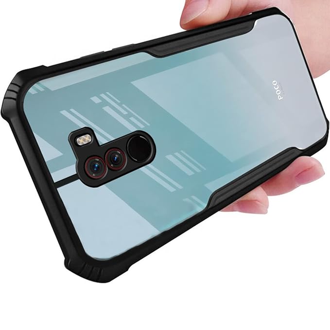 SNP- Back Cover for Mi Poco F1 | Crystal Clear Transparent Back | Ultra Hyrbid | Full Camera Protection | Raised Edge | Bumper Cover (Black) - Image 3