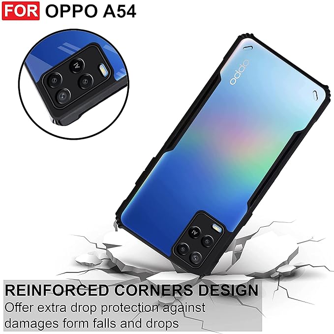 SNP- Back Case Cover for Oppo A54 | Compatible for Oppo A54 Back Cover | Clear Case with Camera Protection | (TPU + PC | Matte Black) - Image 3