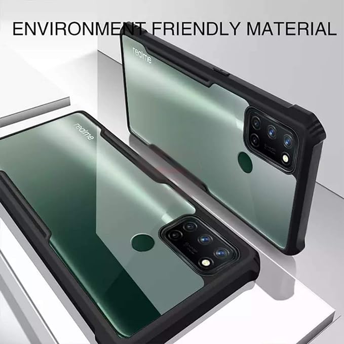 SNP- Transparent Crystal Clear Hard PC Back Case with TPU Bumper, Military-Grade Drop Protection, Shockproof Anti-Scratch case Cover for Realme 7i - Image 3