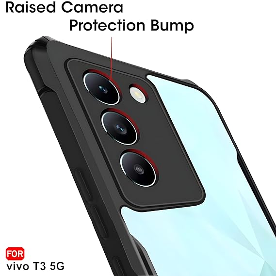 SNP- Back Case Cover for Vivo T3 5G | Compatible for Vivo T3 5G Back Case Cover | Clear Case with Camera Protection | (TPU + PC | Matte Black) - Image 4