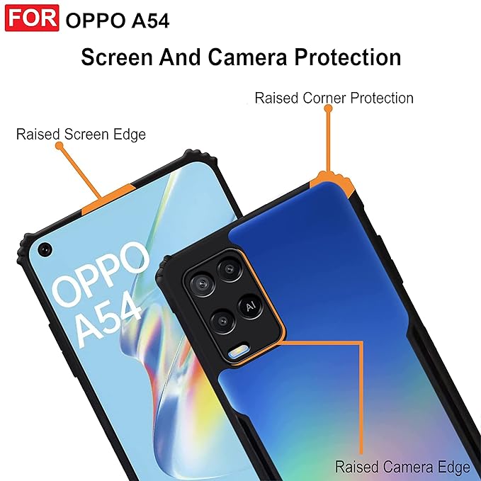 SNP- Back Case Cover for Oppo A54 | Compatible for Oppo A54 Back Cover | Clear Case with Camera Protection | (TPU + PC | Matte Black) - Image 4