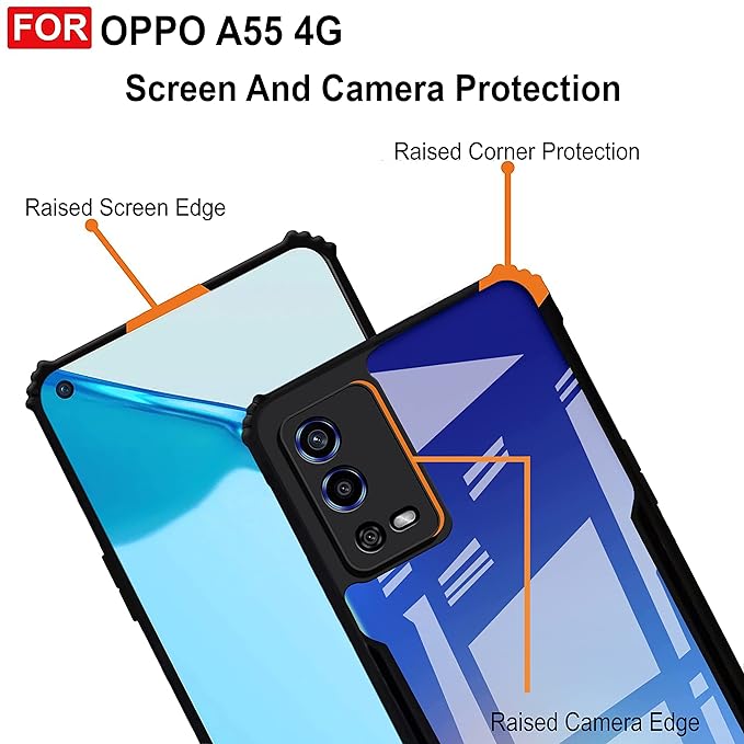SNP-TPU+Plastic Case Cover for Oppo A55 | Military Grade Protection Shock Proof Slim Hybrid Bumper Back Cover for Oppo A55 - Image 4