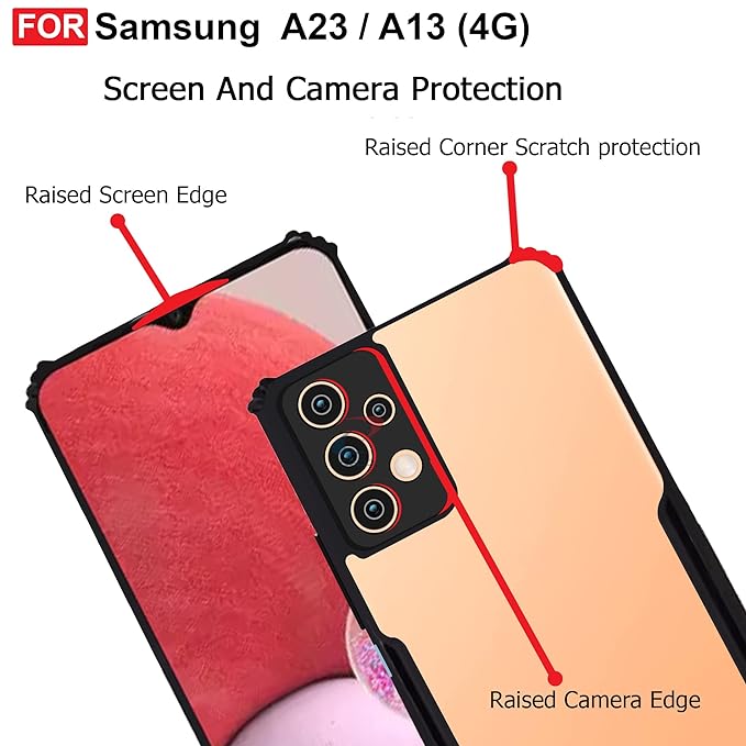 SNP- Back Cover Case for Samsung Galaxy A13 4G (Polycarbonate Clear Panel with Shockproof | Professional Black) - Image 4