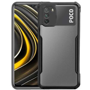 SNP- TPU+Plastic Solimo 360 Degree Protection Bumper Protective Design Shockproof Crystal Clear Transparent Back Cover Case for Poco M3 - Black