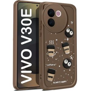 SNP- Coffee Case for Vivo V30e | Cute 3D Cartoon Ball Design | Soft Silicone Back Cover for Vivo V30e | Full Body & Camera Protection | Brown