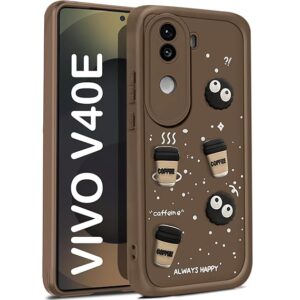 SNP- Coffee Case for Vivo V40e / iQOO Z9s 5G | Cute 3D Cartoon Ball Design | Soft Silicone Back Cover for Vivo V40e / iQOO Z9s 5G| Full Body & Camera Protection | Brown