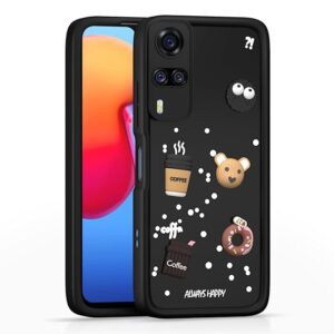 SNP- Back Case Cover Compatible for Vivo Y31 / Y51 | Cute Fun Cartoon 3D Ball | Coffee Silicone Case | Camera Protection | Body Protection | Shock Proof | Color BLACK