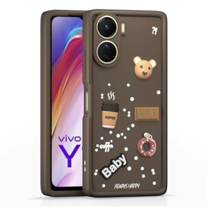 SNP- Coffee Case for Vivo Y16 | Cute 3D Cartoon Ball Design | Soft Silicone Back Cover for Vivo Y16 | Full Body & Camera Protection | Brown