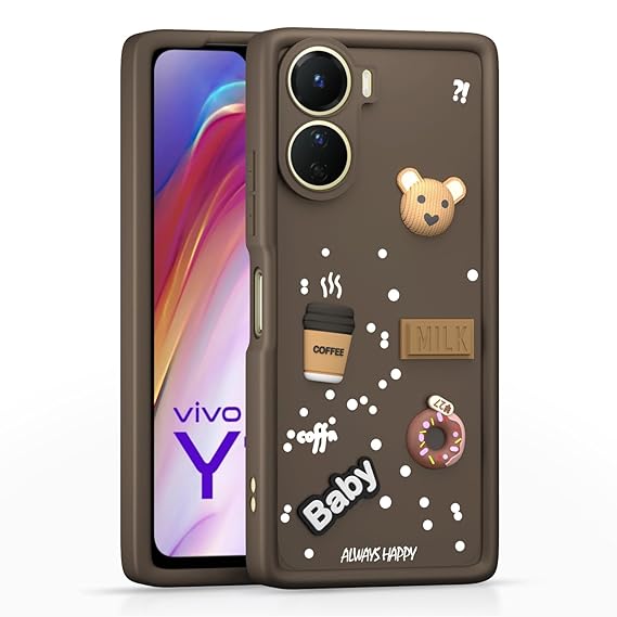 SNP- Coffee Case for Vivo Y16 | Cute 3D Cartoon Ball Design | Soft Silicone Back Cover for Vivo Y16 | Full Body & Camera Protection | Brown