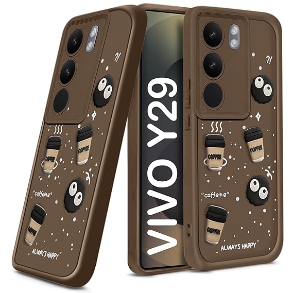 SNP- Back Case Cover Compatible for Vivo Y29 5G | Cute Fun Cartoon 3D Ball | Coffee Silicone Case | Camera Protection | Body Protection | Shock Proof | Color Brown