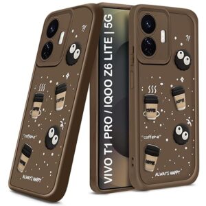 SNP- Back Case Cover Compatible for iQ Z6 Lite 5G | Cute Fun Cartoon 3D Ball | Coffee Silicone Case | Camera Protection | Body Protection | Shock Proof | Color BROWN