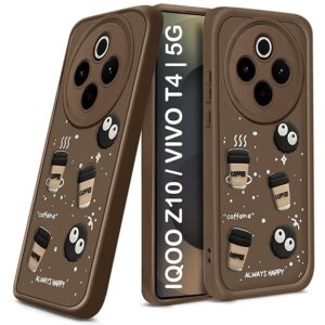 snp- Coffee Case for iQOO Z10 5G / Vivo T4 5G | Cute 3D Cartoon Ball Design | Soft Silicone Back Cover for iQOO Z10 5G / Vivo T4 5G | Full Body & Camera Protection | Brown