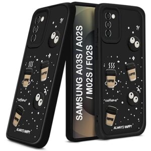 SNP- Coffee Case for Samsung Galaxy A03s 5G | Cute 3D Cartoon Ball Design | Soft Silicone Back Cover for Samsung Galaxy A03s 5G| Full Body & Camera Protection | BLACK