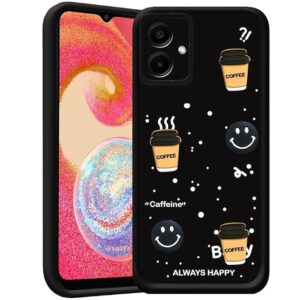 Back Case Cover Compatible for Samsung Galaxy A04E 5G | Cute Fun Cartoon 3D Ball | Coffee Silicone Case | Camera Protection | Body Protection | Shock Proof | Color BLACK