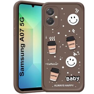 SNP- Back Case Cover Compatible for Samsung Galaxy A07 5G | Cute Fun Cartoon 3D Ball | Coffee Silicone Case | Camera Protection | Body Protection | Shock Proof | Color Brown