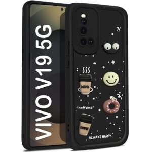 SNP-  Back Case Cover Compatible for Vivo V19 | Cute Fun Cartoon 3D Ball | Coffee Silicone Case | Camera Protection | Body Protection | Shock Proof | Color BLACK