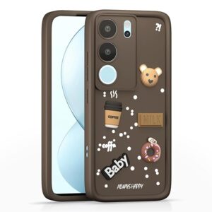 SNP- Back Case Cover Compatible for Vivo Y29 5G | Cute Fun Cartoon 3D Ball | Coffee Silicone Case | Camera Protection | Body Protection | Shock Proof | Color Brown