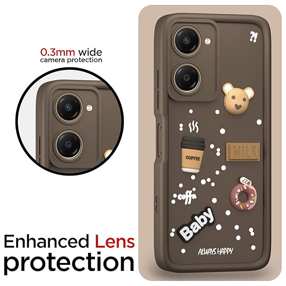 SNP- Back Cover for iQOO Z9 Lite 5G / Vivo T3 Lite 5G / Vivo Y18 / Y18e / Y03 | 3D Cartoon Cute Fun Bear | Silicone Full Body Protection Bumper Case (Brown) - Image 3