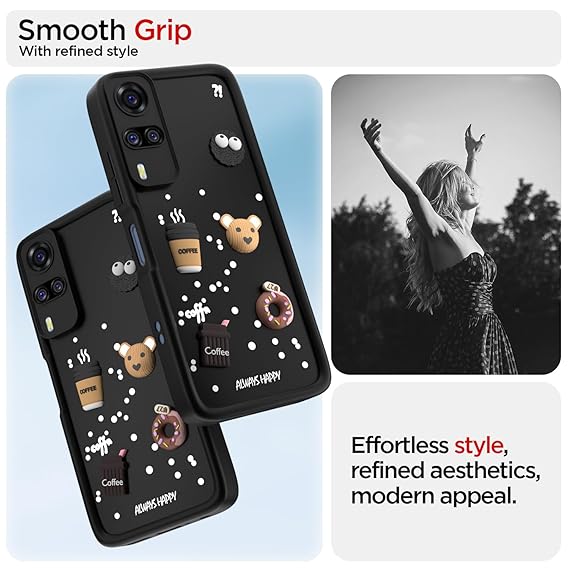 SNP- Back Case Cover Compatible for Vivo Y31 / Y51 | Cute Fun Cartoon 3D Ball | Coffee Silicone Case | Camera Protection | Body Protection | Shock Proof | Color BLACK - Image 2