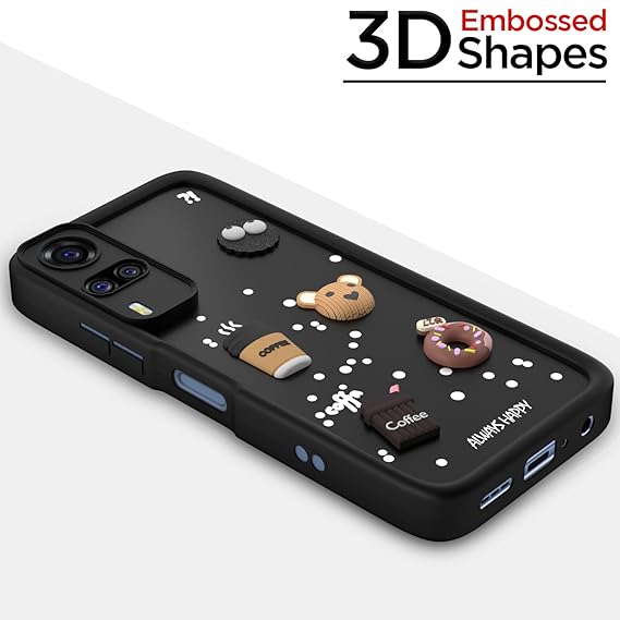 SNP- Back Case Cover Compatible for Vivo Y31 / Y51 | Cute Fun Cartoon 3D Ball | Coffee Silicone Case | Camera Protection | Body Protection | Shock Proof | Color BLACK - Image 3