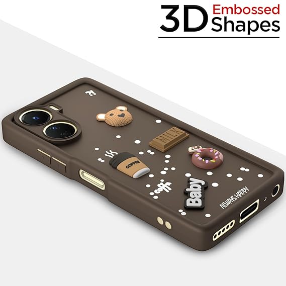 SNP- Coffee Case for Vivo Y16 | Cute 3D Cartoon Ball Design | Soft Silicone Back Cover for Vivo Y16 | Full Body & Camera Protection | Brown - Image 3