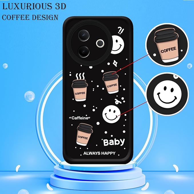 SNP- Back Case Cover Compatible for Vivo Y39 5G | Cute Fun Cartoon 3D Ball | Coffee Silicone Case | Camera Protection | Body Protection | Shock Proof | Color BLACK - Image 2