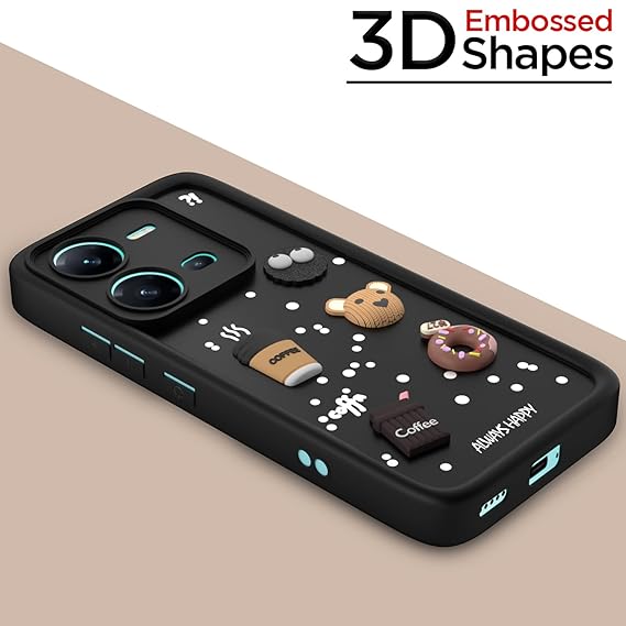 Back Cover for Vivo V25 5G | Cute Fun Cartoon 3D Bear Silicone Full Body Protection Bumper Cover BLACK - Image 2