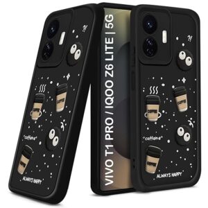 SNP- Back Case Cover Compatible for iQ Z6 Lite 5G | Cute Fun Cartoon 3D Ball | Coffee Silicone Case | Camera Protection | Body Protection | Shock Proof | Color BLACK