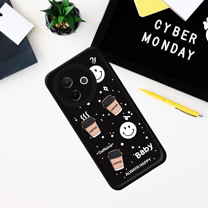 SNP- Back Case Cover Compatible for Vivo Y39 5G | Cute Fun Cartoon 3D Ball | Coffee Silicone Case | Camera Protection | Body Protection | Shock Proof | Color BLACK - Image 4