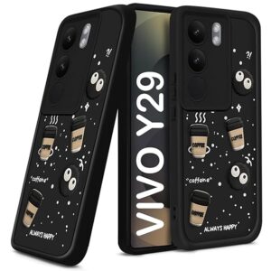 SNP- Back Case Cover Compatible for Vivo Y29 5G | Cute Fun Cartoon 3D Ball | Coffee Silicone Case | Camera Protection | Body Protection | Shock Proof | Color BLACK